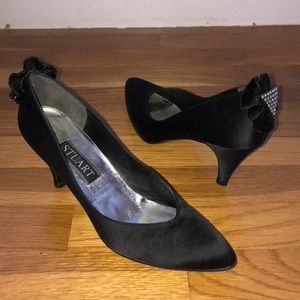 Stuart Weitzman black heels with rhinestone design